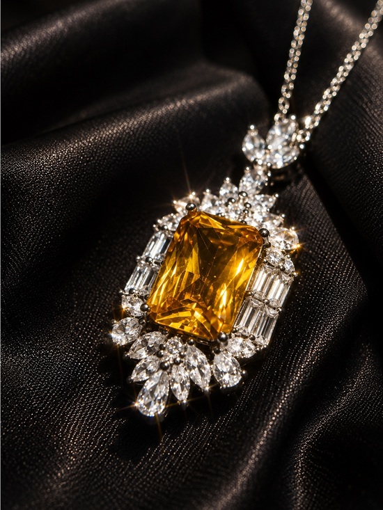 Anthropologie Jewelry - Golden Citrine-Style Crystal Pendant Necklace